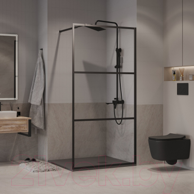 Душевая стенка Niagara NG-688-10BLACK 100x195 (черный матовый/прозрачное стекло)