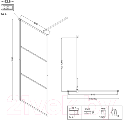 Душевая стенка Niagara NG-688-90BLACK 90x195