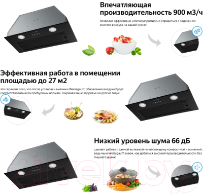 Вытяжка скрытая Weissgauff Dubhe 60 PB BL