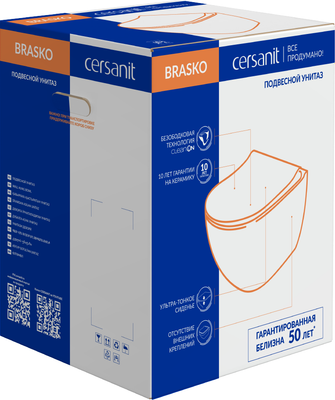 Унитаз подвесной Cersanit Brasko Smart Clean On DPL EO Slim LP / 64824