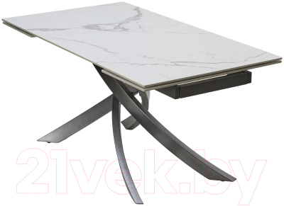 Обеденный стол M-City Estebio 160 Gloss / 614M05574 (Statuario White Solid Ceramic/серый металлик)