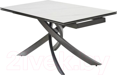 Обеденный стол M-City Estebio 160 KL-99 / 614M05573 (белый мрамор мат/итальянская керамика/серый) - фото