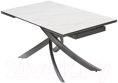 Обеденный стол M-City Estebio 160 KL-99 / 614M05573 (белый мрамор мат/итальянская керамика/серый)