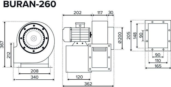 Вентилятор радиальный ERA Pro Buran 260 2K M R