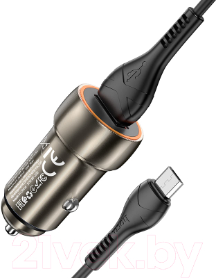 Зарядное устройство автомобильное Hoco Z46 QC3.0 18W + кабель Micro