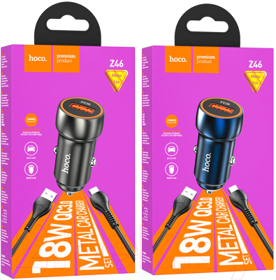 Зарядное устройство автомобильное Hoco Z46 QC3.0 18W + кабель Micro