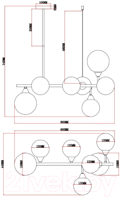 Люстра Moderli Molecule / V10841-7P