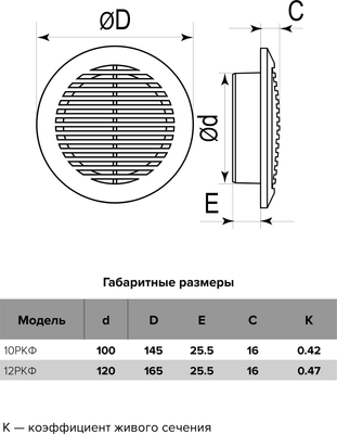 Решетка вентиляционная ERA 10РКФ с фланцем