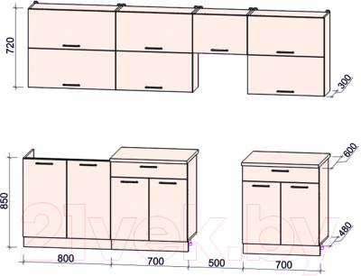 Кухонный гарнитур Интерлиния Мила Gloss 50-27