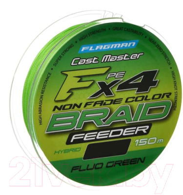 Леска плетеная Flagman Fishing Cast Master Feeder Braid F4 150м Fluo 0.10мм 5.1кг 11lb - фото