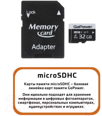 Карта памяти GoPower MicroSD 32GB Class10 / 00-00025675