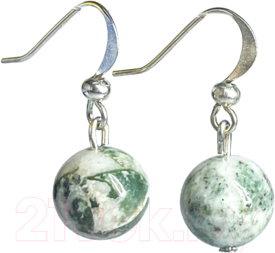 Серьги Wolves Элитный Агат Моховой 40919 №1 - фото