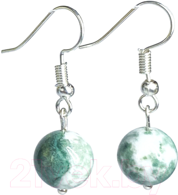 Серьги Wolves Элитный Агат Моховой 40920 №2 - фото