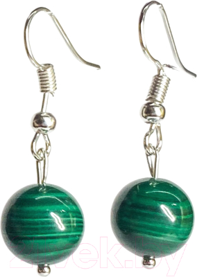 Серьги Wolves Элитный Малахит Редкий Австралийский 40962 №2 - фото