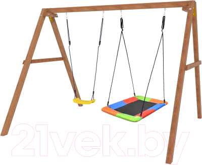 Качели National Tree Company Деревянные с гнездом Лодочка / Р911-35 - фото