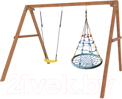 Качели National Tree Company Деревянные с гнездом с паутинкой / Р911-36 - фото