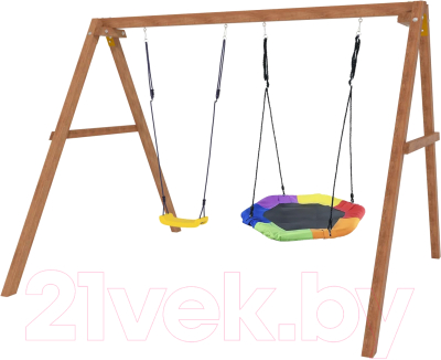 Качели National Tree Company Деревянные с гнездом Гексагон / Р911-37 - фото