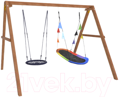 Качели National Tree Company Деревянные с овальным гнездом и гнездом 60 / Р911-51 - фото