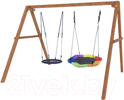 Качели National Tree Company Деревянные с гнездом Гексагон и гнездом 60 / Р911-54 - фото