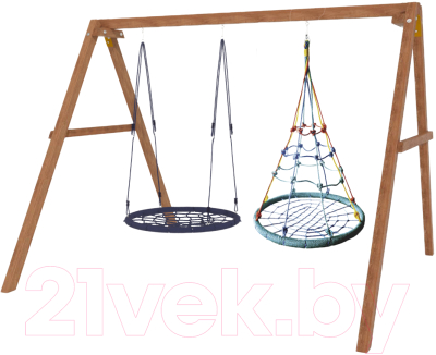 Качели National Tree Company Деревянные с гнездом с паутинкой и гнездом 100 / Р911-59 - фото