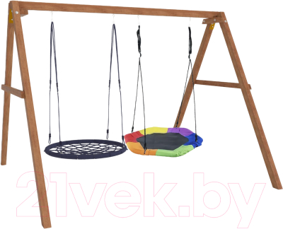 Качели National Tree Company Деревянные с гнездом Гексагон и гнездом 100 / Р911-60 - фото