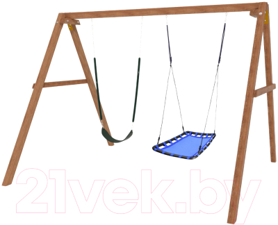 Качели National Tree Company Деревянные с гнездом Лодка и гибкими качелями / Р911-61 - фото