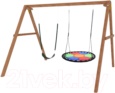Качели National Tree Company Деревянные с гнездом Свиби и гибкими качелями / Р911-62 - фото