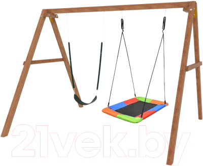 Качели National Tree Company Деревянные с гнездом Лодка и гибкими качелями / Р911-64 - фото