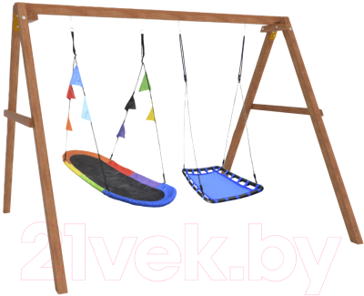 Качели National Tree Company Деревянные с овальным гнездом и лодочкой / Р911-67 - фото