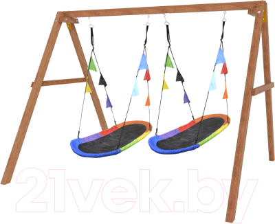 Качели National Tree Company Деревянные с овальными гнездами Лодка / Р911-69 - фото