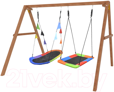 Качели National Tree Company Деревянные с овальным гнездом и гнездом Лодка / Р911-71 - фото