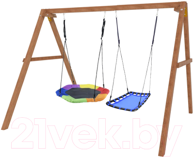 Качели National Tree Company Деревянные с гнездом Гексагон и гнездом Лодка / Р911-74 - фото