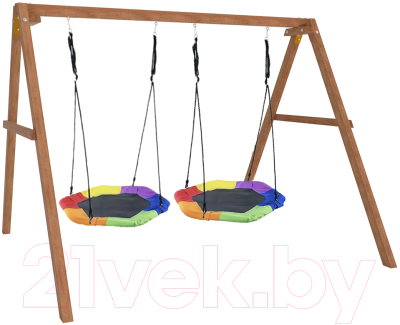 Качели National Tree Company Деревянные с двумя гнездами Гексагон / Р911-79