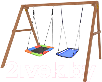 Качели National Tree Company Деревянные с двумя гнездами Лодка / Р911-82 - фото