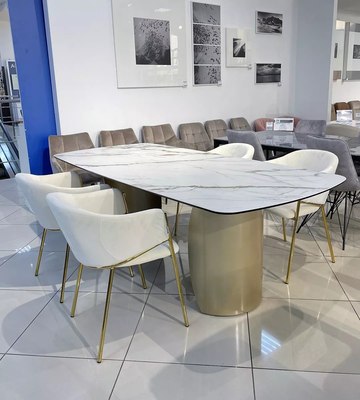 Обеденный стол M-City Bronte 220 KL-188 / 614M05555 (контрастный мрамор матовый/шампань)