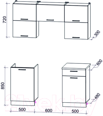 Кухонный гарнитур Интерлиния Мила Gloss 60-16
