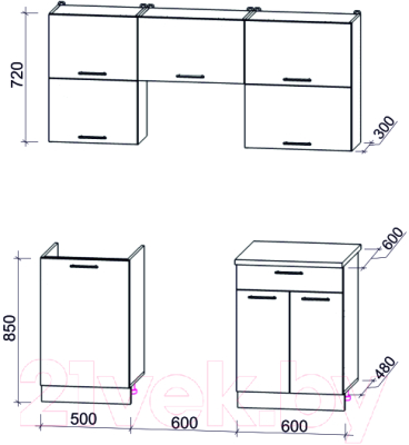 Кухонный гарнитур Интерлиния Мила Gloss 60-17