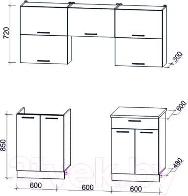 Кухонный гарнитур Интерлиния Мила Gloss 60-18