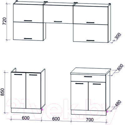 Кухонный гарнитур Интерлиния Мила Gloss 60-19
