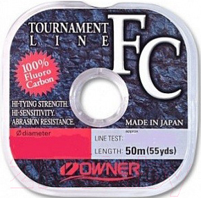 Леска флюорокарбоновая Owner Tournament FC 50м 0.18мм 2.2кг / 56029-018 - фото
