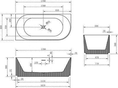 Ванна акриловая Abber AB9329-1.7MB L