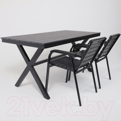 Стол садовый AksHome Florence 160x80x77 (сталь черная/черный)