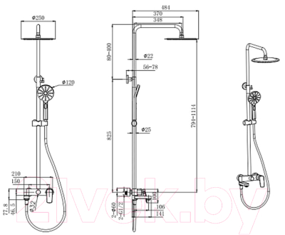 Душевая система со смесителем Aquatek AQ2040CR