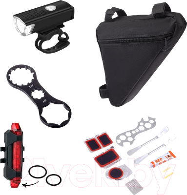 Набор аксессуаров для велосипеда Sima-Land Фонарь аккумуляторный, ремонтный набор, ключ / 9867412 - фото