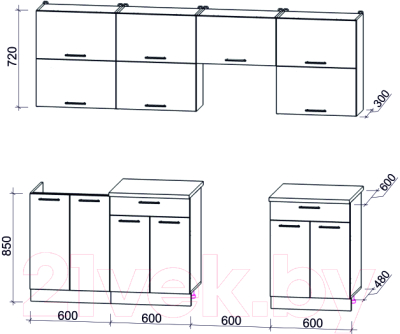 Кухонный гарнитур Интерлиния Мила Gloss 60-24