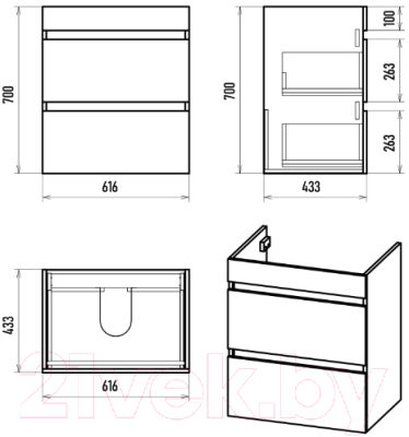 Тумба под умывальник Misty Мира 65 / П-Мир-01065-012Я