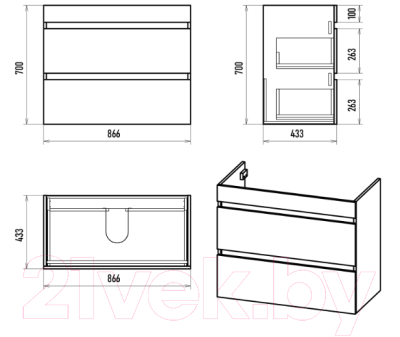 Тумба под умывальник Misty Мира 90 / П-Мир-01090-012Я