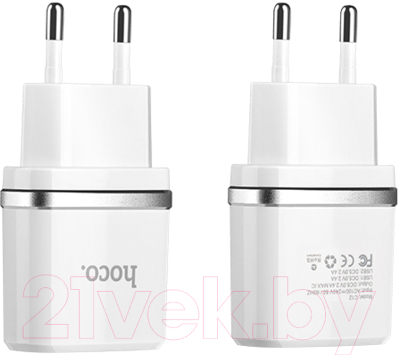 Адаптер питания сетевой Hoco C12 2хUSB-A 5V 2.4A 12W
