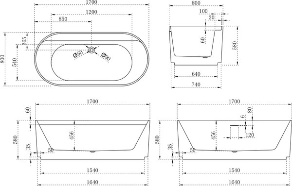 Ванна акриловая Abber AB9444MW
