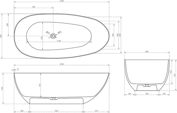 Ванна карбоновая Abber Karbon AK9011-1.7